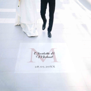 Modern, simple, elegant, monogram wedding floor decals