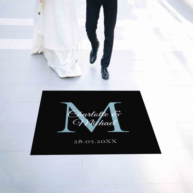 Modern, simple, elegant, monogram wedding floor decals (Wedding)