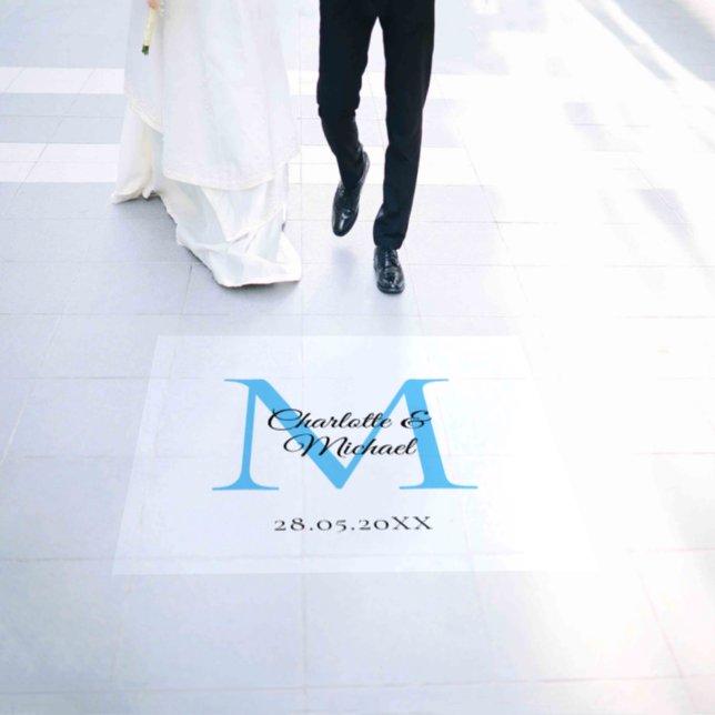 Modern, simple, elegant, monogram wedding floor decals (Wedding)