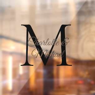 Modern, simple, elegant, monogram wedding window cling
