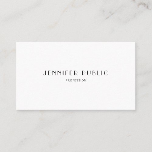 Modern Simple Elegant Professional Plain White Business Card