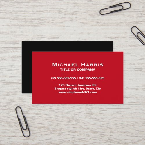 Modern simple elegant red and black business card