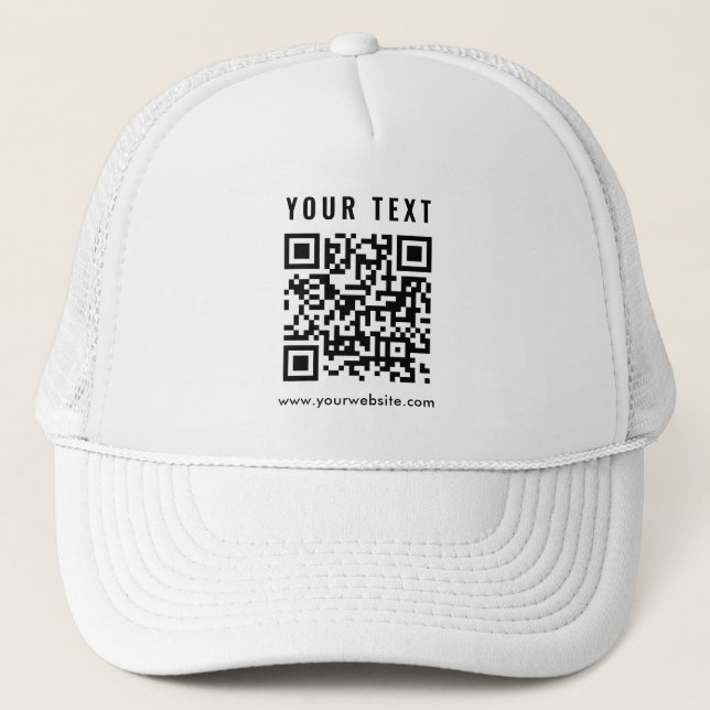Modern Simple Elegant Scan Me QR Code Template Trucker Hat (Front)