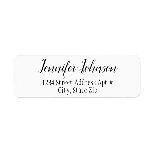 Modern Simple Elegant Script Black And White Label (Front)