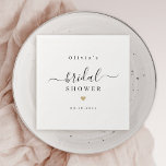 Modern simple elegant script bridal shower party napkins<br><div class="desc">Modern minimalist script bridal shower napkins with color editable heart shape and event date,  simple and elegant. Great paper napkins for bridal shower,  bridal brunch,  
 birthday party,  or other celebrate events
See all the matching pieces in collection.</div>