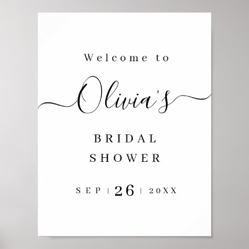Modern simple elegant script bridal shower welcome poster