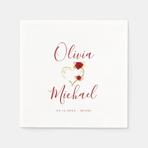 Modern simple elegant script couples names wedding napkins