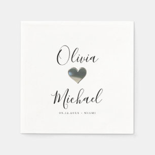 Modern simple elegant script couples names wedding napkins