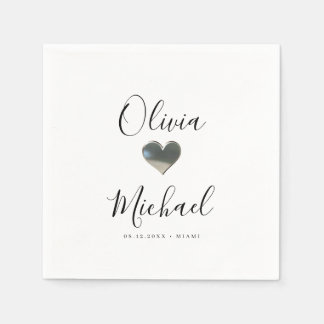 Modern simple elegant script couples names wedding napkins
