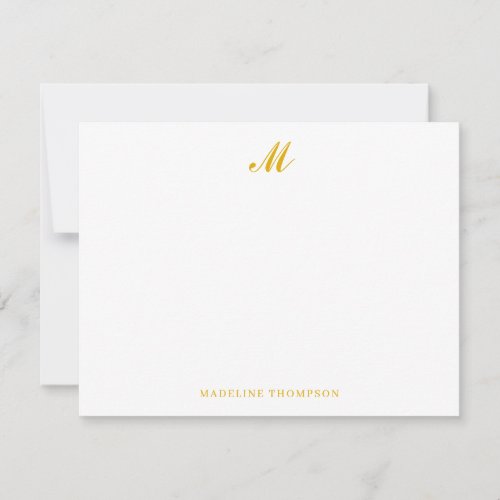 Modern Simple Elegant Script Mustard Monogram Note Card