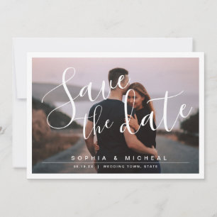 Modern simple elegant script photo save the date