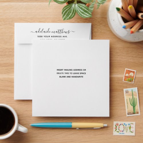 Modern Simple Elegant Script Return Address Envelope