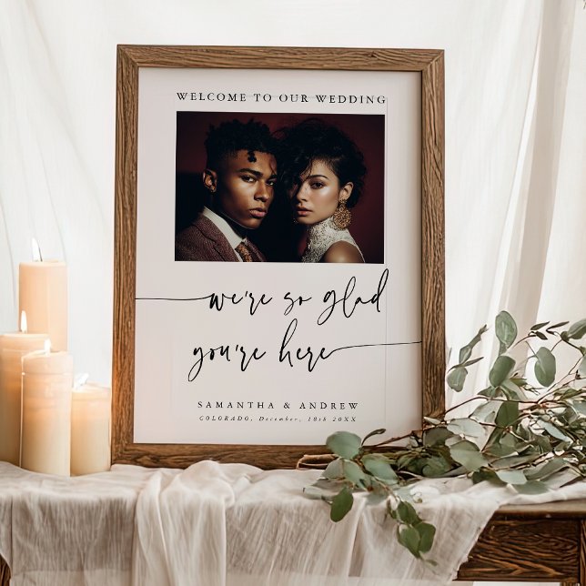 Modern Simple Elegant Script Wedding Photo Sign (Modern Simple Elegant Script Wedding Photo Sign)