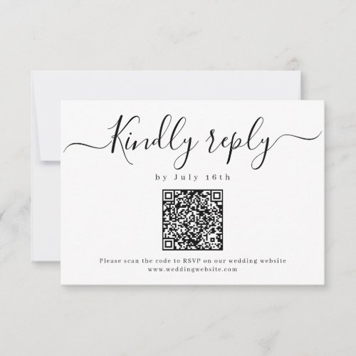 Modern simple elegant script wedding QR code RSVP Card