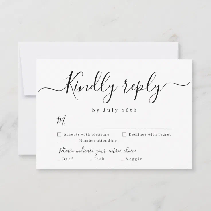 Modern simple elegant script wedding RSVP | Zazzle