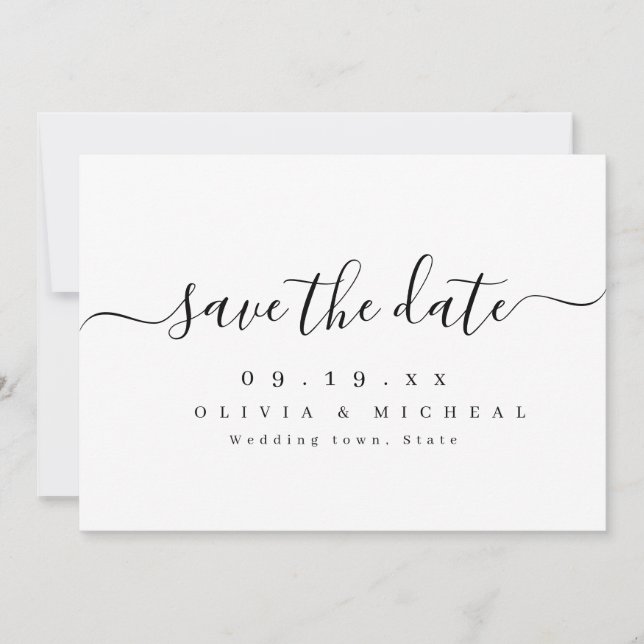 Modern simple elegant script wedding save the date (Front)