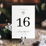 Modern simple elegant script wedding table number<br><div class="desc">Modern script typography design in black and white,  simple and elegant. Great for modern wedding or events. 
See all the matching pieces in collection.</div>