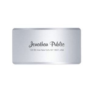 Modern Simple Elegant Silver Handwriting Script Label