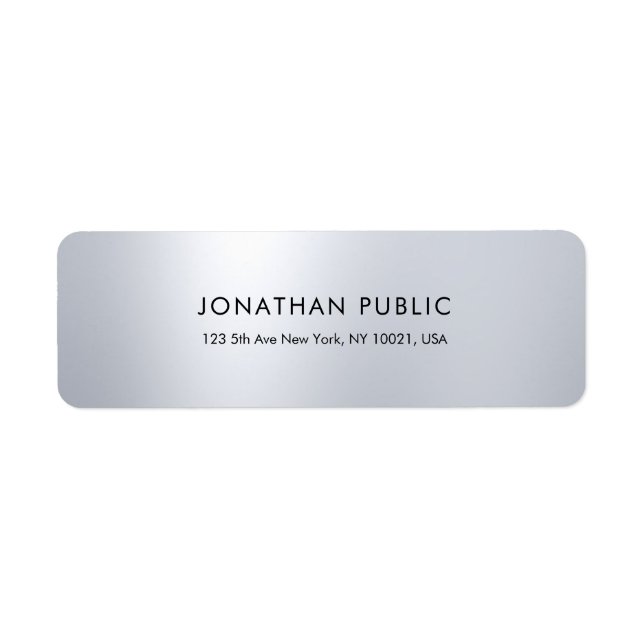 Modern Simple Elegant Silver Look Return Address Label (Front)