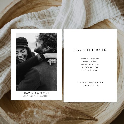 Modern Simple Elegant Text and Photo  Wedding  Save The Date