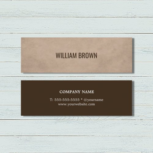 Modern Simple Elegant Texture Brown Consultant Mini Business Card