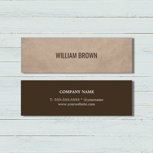 Modern Simple Elegant Texture Brown Consultant Mini Business Card (Creator Uploaded)
