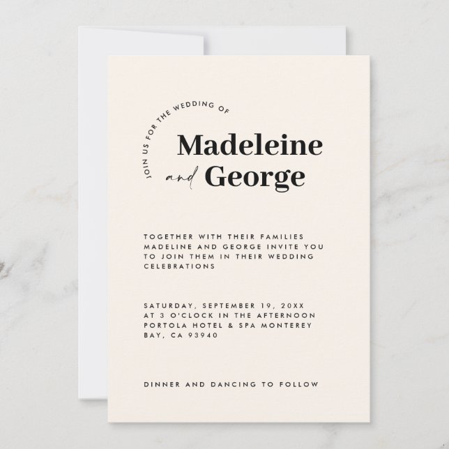 Modern simple elegant typography black and white save the date (Front)