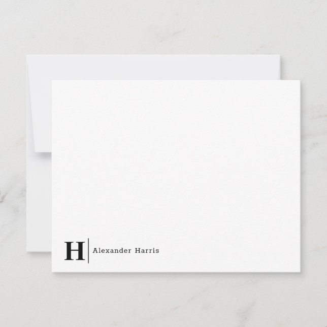 Modern Simple Elegant Typography Business Monogram Note Card (Front)