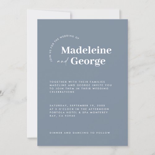 Modern simple elegant typography dusty blue save the date