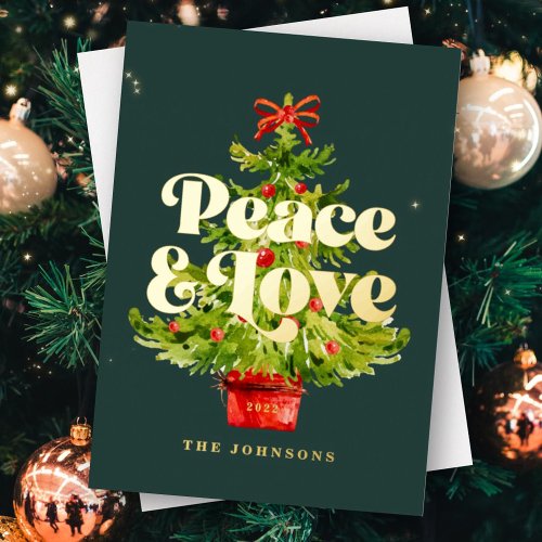 Modern Simple Elegant Watercolor Christmas Tree Foil Holiday Card