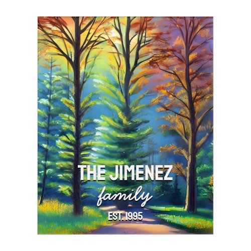 Modern Simple Elegant Watercolor Family Name Acrylic Print