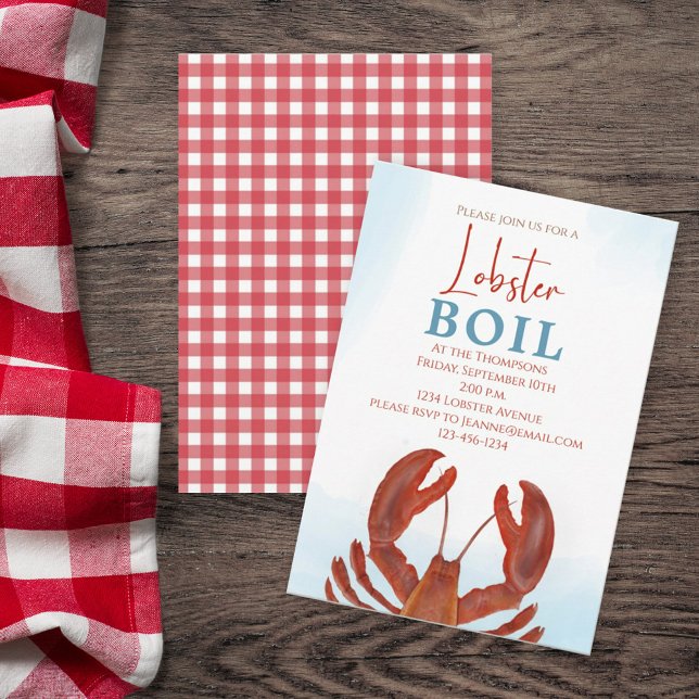 Modern Simple Elegant Watercolor Lobster Boil  Invitation (Creator Uploaded)