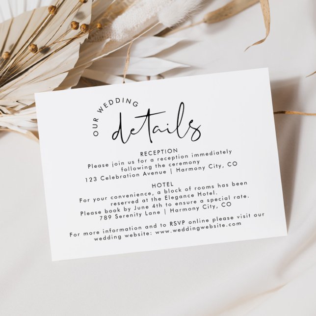 Modern Simple Elegant Wedding Details Enclosure Card (Creator Uploaded)