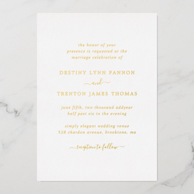  Modern Simple Elegant Wedding Foil Invitation (Front)