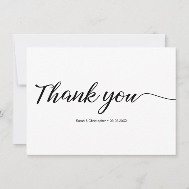 Modern Simple Elegant  Wedding photo thank you Card (Front)