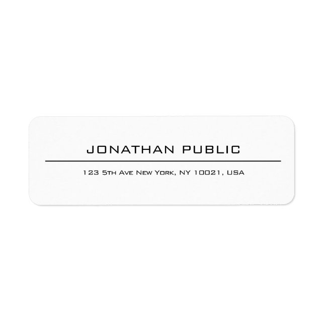 Modern Simple Elegant White Professional Address Label (Front)