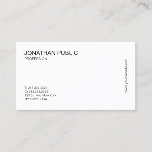 Modern Simple Elegant White Professional Plain Business Card