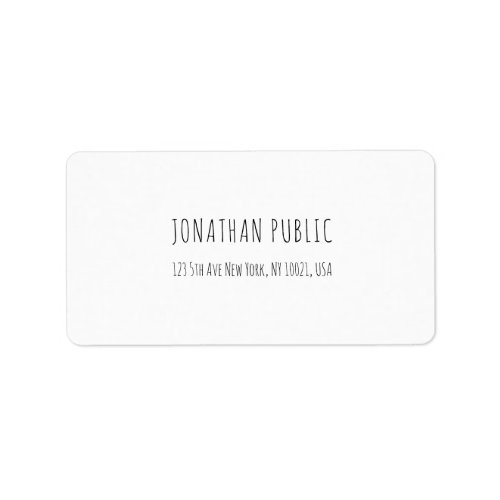 Modern Simple Elegant White Professional Plain Label