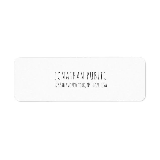 Modern Simple Elegant White Professional Plain Label (Front)
