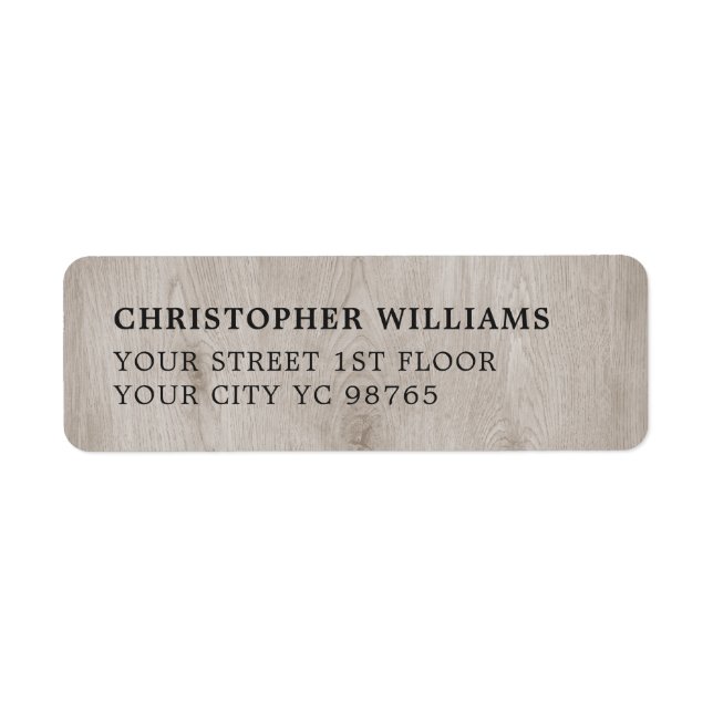 Modern Simple Elegant Wooden Photo Label (Front)