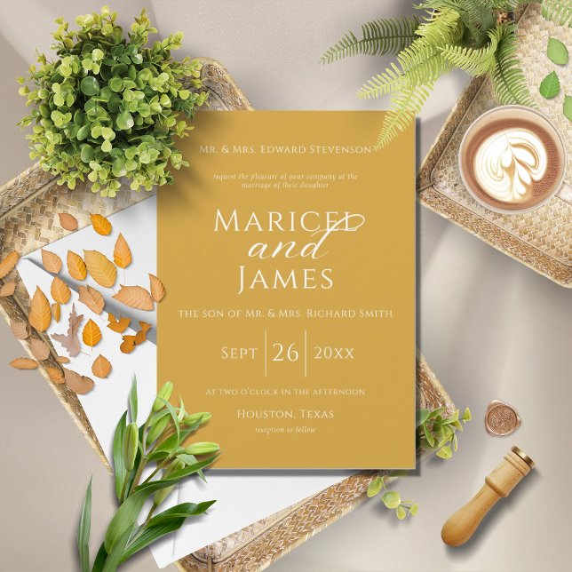 Modern Simple Elegant Yellow Wedding Invitation (Creator Uploaded)