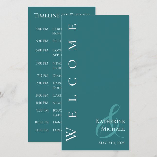 Modern Simple Emerald Green-Wedding Program- (Front/Back)