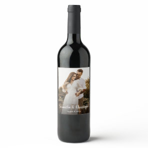 Modern Simple Engagement Photo wedding Favor  Wine Label