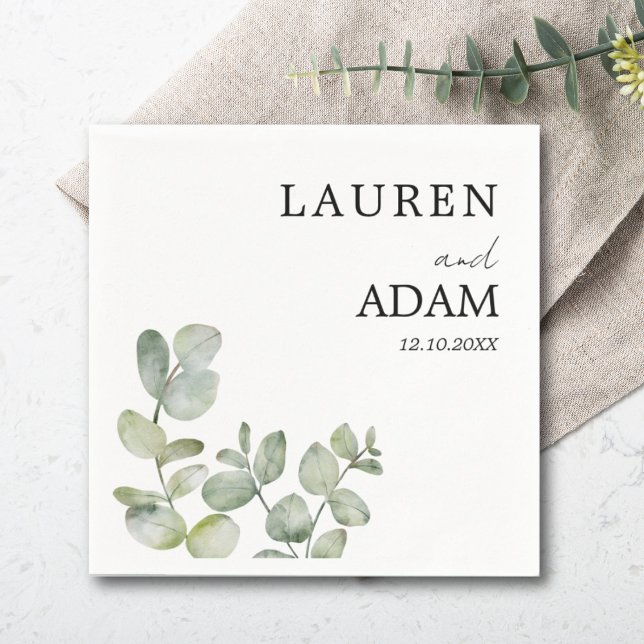 Modern Simple Eucalyptus Greenery Wedding Napkins (Creator Uploaded)