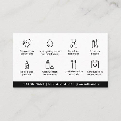 Modern Simple Eyelash Extensions Lash Aftercare Business Card