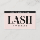 Modern Simple Eyelash Extensions Lash Aftercare  Business Card (Front)