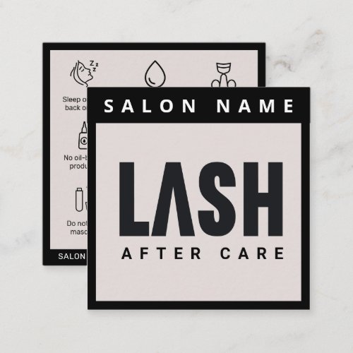 Modern Simple Eyelash Extensions Lash Aftercare Square Business Card