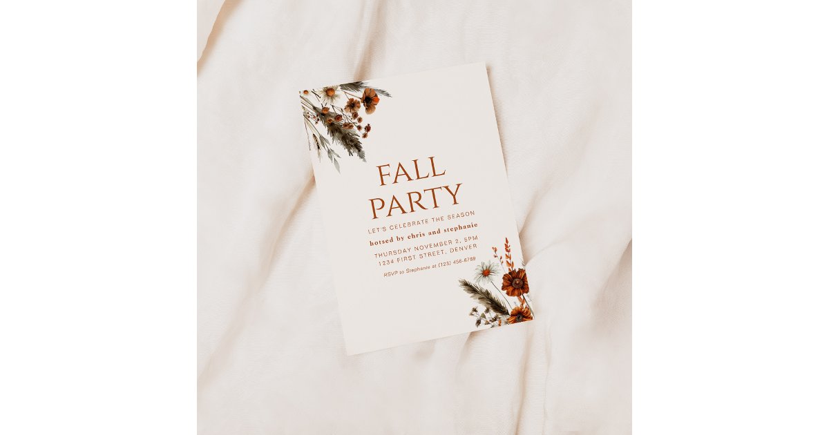 Modern Simple Fall Party Invite | Zazzle