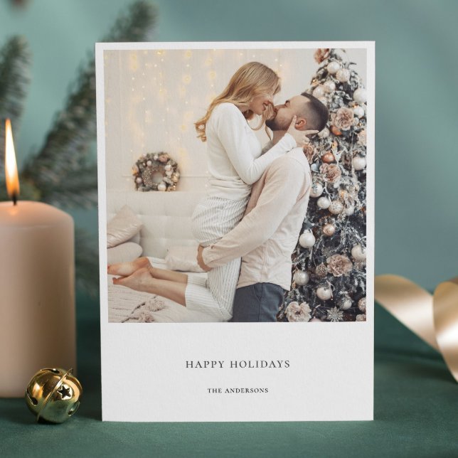 Modern Simple Family Christmas Photo  Holiday Card (Modern Simple couple Christmas Photo Holiday Card)