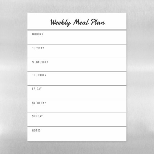 Modern Simple Family Meal Planner Magnetic Dry Erase Sheet